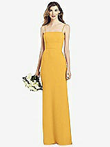 Front View Thumbnail - NYC Yellow Spaghetti Strap A-line Crepe Dress with Pockets
