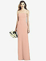 Front View Thumbnail - Pale Peach Spaghetti Strap A-line Crepe Dress with Pockets
