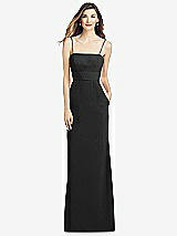 Alt View 1 Thumbnail - Black Spaghetti Strap A-line Crepe Dress with Pockets