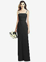 Front View Thumbnail - Black Spaghetti Strap A-line Crepe Dress with Pockets