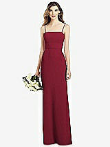 Front View Thumbnail - Burgundy Spaghetti Strap A-line Crepe Dress with Pockets