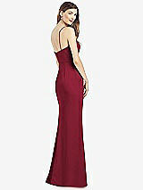 Rear View Thumbnail - Burgundy Spaghetti Strap A-line Crepe Dress with Pockets
