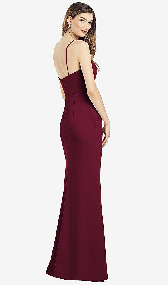 Back View - Cabernet Spaghetti Strap A-line Crepe Dress with Pockets