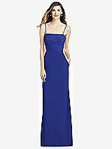 Alt View 1 Thumbnail - Cobalt Blue Spaghetti Strap A-line Crepe Dress with Pockets