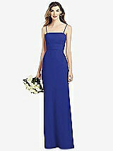 Front View Thumbnail - Cobalt Blue Spaghetti Strap A-line Crepe Dress with Pockets