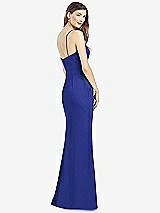 Rear View Thumbnail - Cobalt Blue Spaghetti Strap A-line Crepe Dress with Pockets