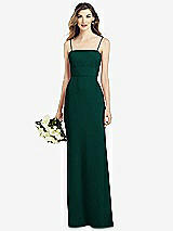 Front View Thumbnail - Evergreen Spaghetti Strap A-line Crepe Dress with Pockets