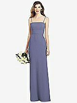 Front View Thumbnail - French Blue Spaghetti Strap A-line Crepe Dress with Pockets