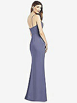 Rear View Thumbnail - French Blue Spaghetti Strap A-line Crepe Dress with Pockets