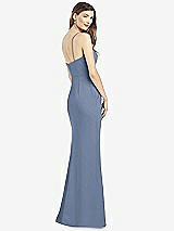 Rear View Thumbnail - Larkspur Blue Spaghetti Strap A-line Crepe Dress with Pockets