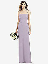 Front View Thumbnail - Lilac Haze Spaghetti Strap A-line Crepe Dress with Pockets