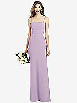 Front View Thumbnail - Pale Purple Spaghetti Strap A-line Crepe Dress with Pockets