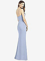Rear View Thumbnail - Sky Blue Spaghetti Strap A-line Crepe Dress with Pockets