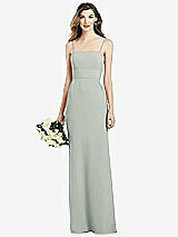 Front View Thumbnail - Willow Green Spaghetti Strap A-line Crepe Dress with Pockets