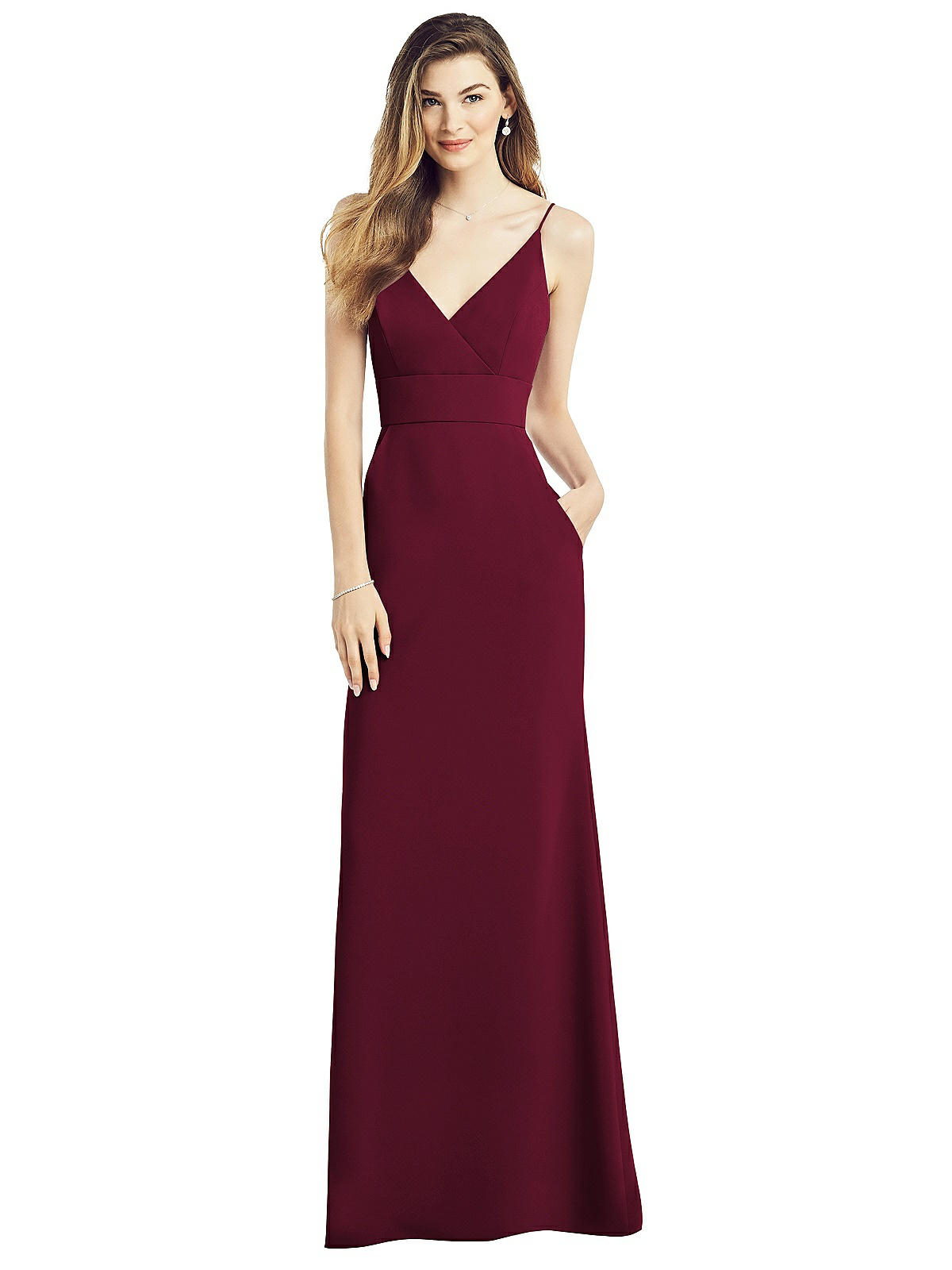 V-Back Spaghetti Strap Maxi Dress with Pockets