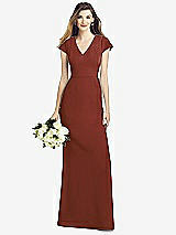 Front View Thumbnail - Auburn Moon Cap Sleeve A-line Crepe Gown with Pockets