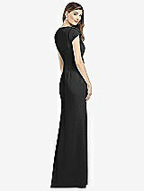 Rear View Thumbnail - Black Cap Sleeve A-line Crepe Gown with Pockets