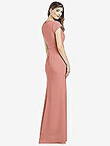 Rear View Thumbnail - Desert Rose Cap Sleeve A-line Crepe Gown with Pockets