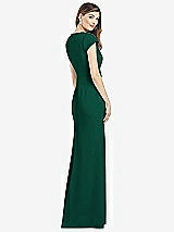 Rear View Thumbnail - Hunter Green Cap Sleeve A-line Crepe Gown with Pockets