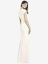 Rear View Thumbnail - Ivory Cap Sleeve A-line Crepe Gown with Pockets