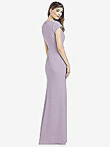 Rear View Thumbnail - Lilac Haze Cap Sleeve A-line Crepe Gown with Pockets
