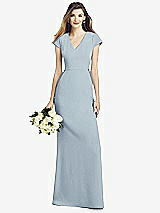 Front View Thumbnail - Mist Cap Sleeve A-line Crepe Gown with Pockets