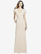 Alt View 1 Thumbnail - Oat Cap Sleeve A-line Crepe Gown with Pockets