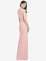 Rear View Thumbnail - Rose - PANTONE Rose Quartz Cap Sleeve A-line Crepe Gown with Pockets