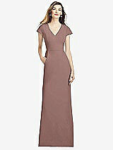 Alt View 1 Thumbnail - Sienna Cap Sleeve A-line Crepe Gown with Pockets