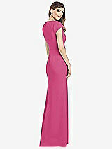 Rear View Thumbnail - Tea Rose Cap Sleeve A-line Crepe Gown with Pockets