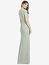 Rear View Thumbnail - Willow Green Cap Sleeve A-line Crepe Gown with Pockets