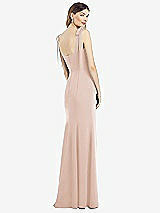 Rear View Thumbnail - Cameo Flat Tie-Shoulder Crepe Trumpet Gown with Front Slit