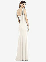 Rear View Thumbnail - Ivory Flat Tie-Shoulder Crepe Trumpet Gown with Front Slit