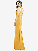 Front View Thumbnail - NYC Yellow Bow-Neck Open-Back Trumpet Gown