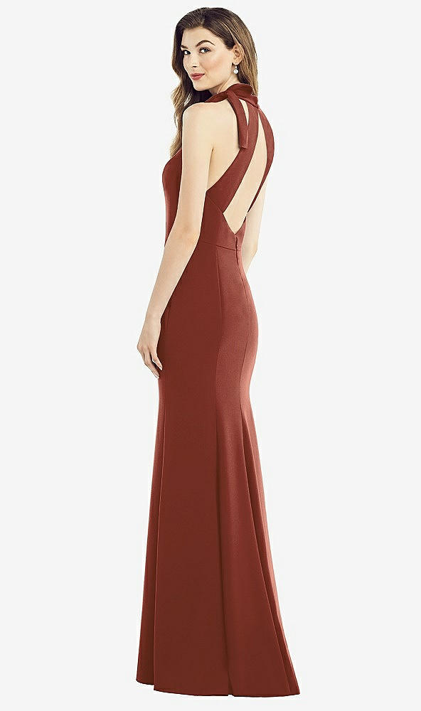 Front View - Auburn Moon Bow-Neck Open-Back Trumpet Gown
