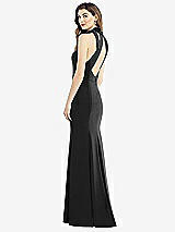 Front View Thumbnail - Black Bow-Neck Open-Back Trumpet Gown