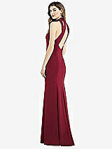 Front View Thumbnail - Burgundy Bow-Neck Open-Back Trumpet Gown