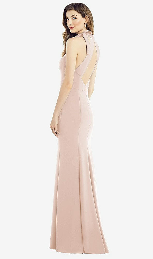 Front View - Cameo Bow-Neck Open-Back Trumpet Gown