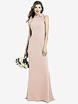 Rear View Thumbnail - Cameo Bow-Neck Open-Back Trumpet Gown