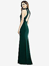 Front View Thumbnail - Evergreen Bow-Neck Open-Back Trumpet Gown