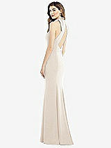 Front View Thumbnail - Oat Bow-Neck Open-Back Trumpet Gown