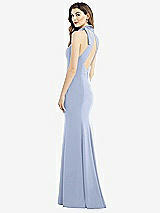 Front View Thumbnail - Sky Blue Bow-Neck Open-Back Trumpet Gown