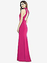 Front View Thumbnail - Think Pink Bow-Neck Open-Back Trumpet Gown