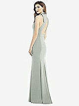 Front View Thumbnail - Willow Green Bow-Neck Open-Back Trumpet Gown