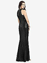 Rear View Thumbnail - Black Long Sequin Sleeveless Gown with Front Slit