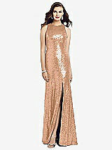 Front View Thumbnail - Copper Rose Long Sequin Sleeveless Gown with Front Slit