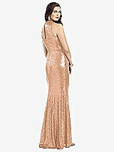 Rear View Thumbnail - Copper Rose Long Sequin Sleeveless Gown with Front Slit