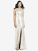 Front View Thumbnail - Ivory Long Sequin Sleeveless Gown with Front Slit