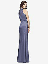 Rear View Thumbnail - French Blue Sleeveless Blouson Bodice Trumpet Gown