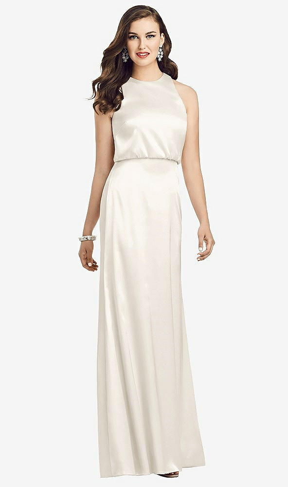 Front View - Ivory Sleeveless Blouson Bodice Trumpet Gown